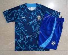 2022-2023 Chelsea Camouflage Blue Short-sleeved Thailand Soccer Tracksuit-815