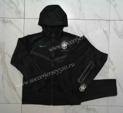 2022-2023 Brazil Black Thailand Soccer Jacket Uniform With Hat-815