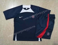2022-2023 Paris SG Royal Blue Short-sleeved Thailand Soccer Tracksuit With Hat-815