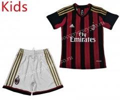 Retro Edition 13-14 AC Milan Home Red&Black Kids/Youth Soccer Uniform-C1046
