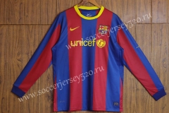 Retro Version 10-11 Barcelona Home Red&Blue LS Thailand Soccer Jersey AAA-SL