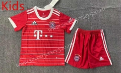 2022-2023 Bayern München Home Red Kids/Youth Soccer Uniform-1506