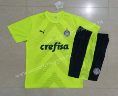 2022-2023 SE Palmeiras Fluorescent Green Short-sleeved Thailand Soccer Tracksuit -815