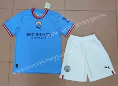 2022-2023 Manchester City Home Blue Soccer Uniform-718