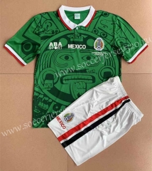 Retro Version 1998 Mexico Home Green Soccer Uniform-AY