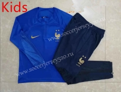 2022-2023 France Camouflage Blue Kids/Youth Soccer Tracksuit-815
