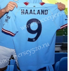 2022-2023 Manchester City #9 HAALAND Light Blue Thailand Soccer Jersey AAA