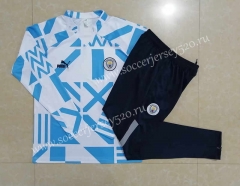 2022-2023 Manchester City White Thailand Soccer Tracksuit Uniform-815