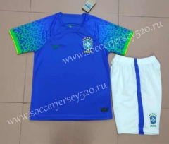 2022-2023 World Cup Brazil Away Blue Soccer Uniform-718