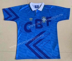 Retro Version 1992 Brazil Away BlueThailand Soccer Jersey AAA-9171