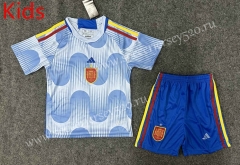 2022-2023 World Cup Spain Away Blue Kids/Youth Soccer Uniform-GB