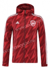 2022-2023 Arsenal Red Strip Trench Coats With Hat-4691