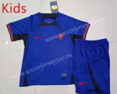 2022-2023 Netherlands Away Blue Kids/Youth Soccer Uniform-507