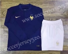 2022-2023 France Home Royal Blue LS Soccer Uniform-709