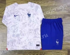 2022-2023 France Away White LS Soccer Uniform-709
