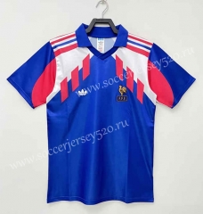 Retro Version 1990 World Cup France Home Blue Thailand Soccer Jersey AAA-811