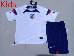 2022-2023 USA Home White Kids/Youth Soccer Unifrom-507