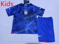 2022-2023 USA Away Blue Kids/Youth Soccer Unifrom-507
