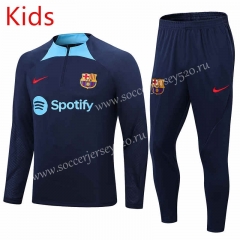 2022-2023 Barcelona Camouflage Blue Kid-Youth Soccer Tracksuit -411