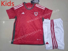 2022-2023 Wales Home Red Kids/Youth Soccer Uniform-507