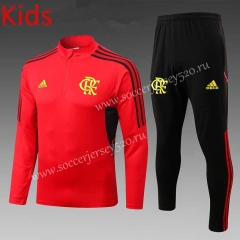 2022-2023 Flamengo Red Kids/Youth Soccer Tracksuit-815