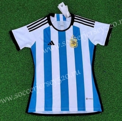 (3 Stars) 2022-2023 Argentina Home Blue and White Women Thailand Soccer Jersey AAA-418