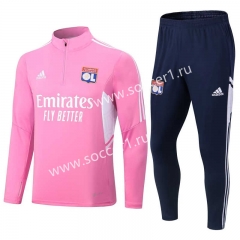 2022-2023 Olympique Lyonnais Pink Thailand Soccer Tracksuit-411