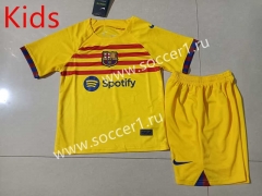 2022-2023 Barcelona 3rd Away Yellow Kid/Youth Soccer Uniform-507