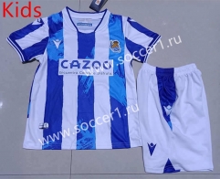 2023-2024 Real Sociedad Home Blue&White Kids/Youth Soccer Uniform-507