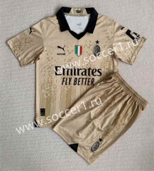 2023-2024 AC Milan Goalkeeper Gold Soccer Uniform-AY