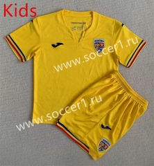 2023-2024 Romania Home Yellow Kids/Youth Soccer Uniform-AY