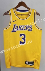 2023 Round Collar Los Angeles Lakers Yellow #3 NBA Jersey-311