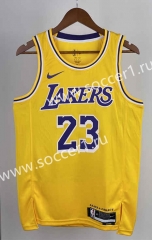 2023 Round Collar Los Angeles Lakers Yellow #23 NBA Jersey-311