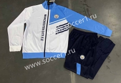 2023-2024 Manchester City White&Blue Thailand Soccer Jacket Uniform-4378