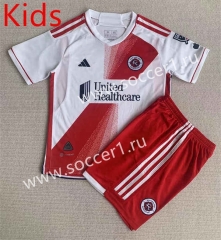 2023-2024 New England Revolution White&Red Kid/Youth Soccer Uniform-AY