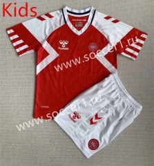 2023-2024 Denmark Home Red Kids/Youth Soccer Uniform