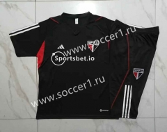2023-2024 Sao Paulo Futebol Clube Black Short Sleeve Thailand Soccer Tracksuit-815