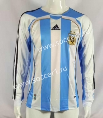 Retro Version 2006 Argentina Home Blue&White  LS Thailand Soccer Jersey AAA-503