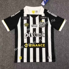 With Sponsor logo Version 2023-2024 Santos FC Home Black&White Thailand Soccer Jersey AAA-417