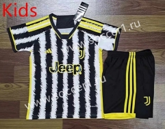 2023-2024 Juventus Home Black&White Kids/Youth Soccer Uniform-709