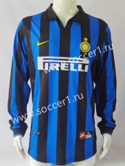 Retro Version 98-99 Inter Milan Home Blue&Black LS Thailand Soccer Jersey AAA-503