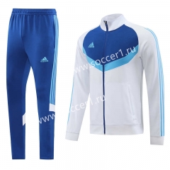 White&Blue Thailand Soccer Jacket Uniform-LH