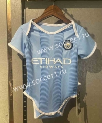 2023-2024 Manchester City Home Blue Baby Uniform