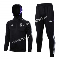 2022-2023 Real Madrid Black Thailand Soccer Jacket Uniform With Hat-815