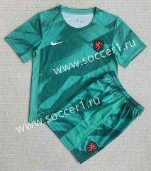 2023-2024 Netherlands Goalkeeper Green Soccer Uniform-AY
