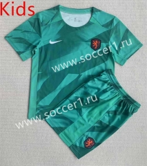 2023-2024 Netherlands Goalkeeper Green Kids/Youth Soccer Uniform-AY
