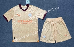 2023-2024 Manchester City Yellow Soccer Uniform-3454