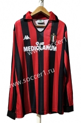 Retro Version 88-91 AC Milan Home Red&Black LS Thailand Soccer Jersey AAA-7505