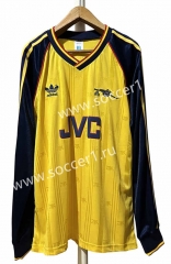 Retro Version 88-91 Arsenal Away Yellow LS Thailand Soccer Jersey AAA-7505