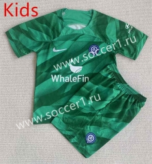 2023-2024 Commemorative Version Atletico Madrid Goalkeeper Green Youth/Kids Soccer Uniform-AY